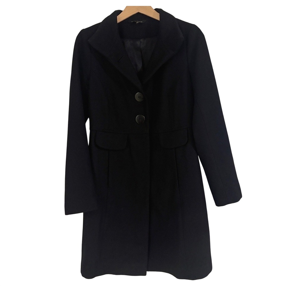 Le Chateau Black Wool Blend 2 Button Coat Size S Made in Canada 21019